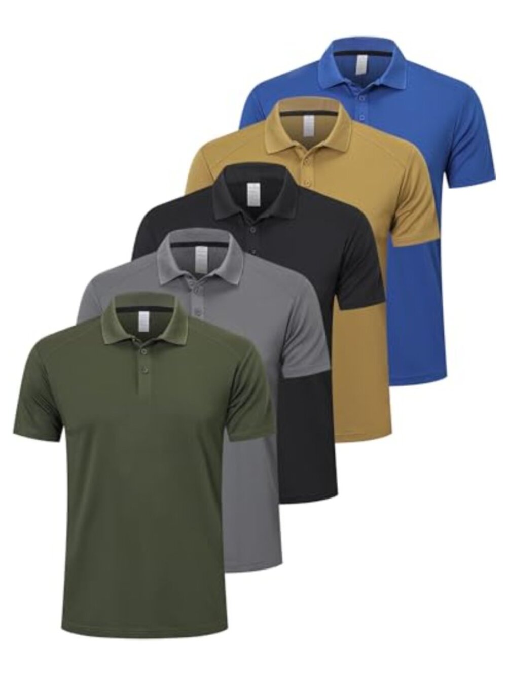 Polyester Men's Polo Shirts 5 Pack Short Sleeve Golf Athletic